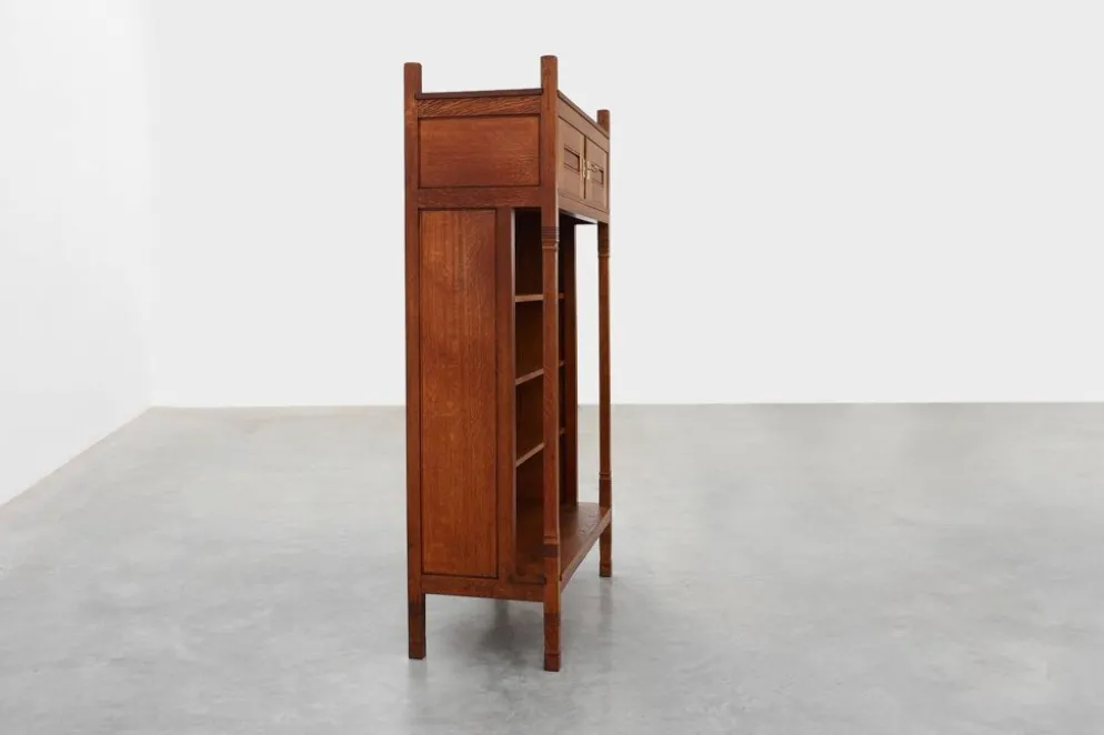 Bibliothèque en chêne de style Jugendstil avec étagères réglables, Pays-Bas, vers 1900