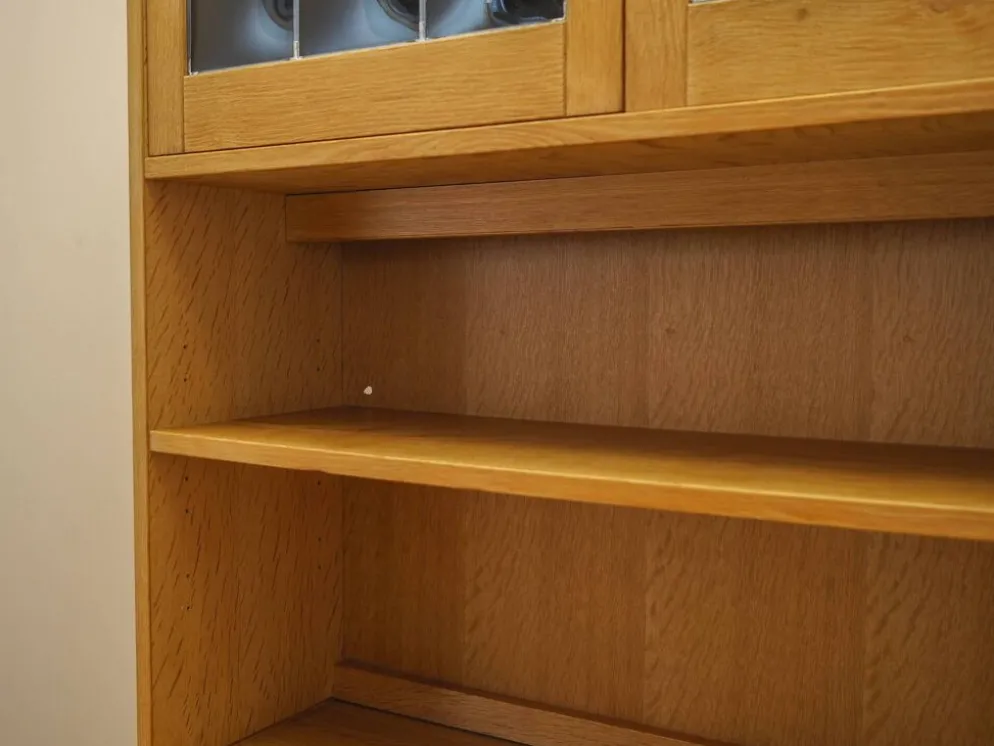 Bibliothèque en chêne Henning Kjærnulf avec portes en verre, danoise des années 1960