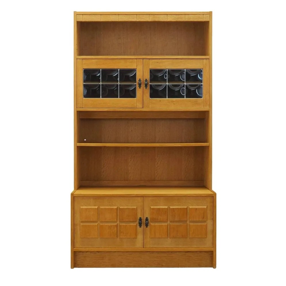 Bibliothèque en chêne Henning Kjærnulf avec portes en verre, danoise des années 1960