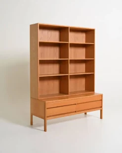 Bibliothèque en chêne scandinave, années 1960