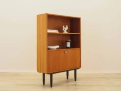 Bibliothèque en placage de teck danois avec un bar et des étagères réglables, années 1970.