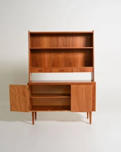 Bibliothèque en teck avec bureau, production scandinave, années 1960.