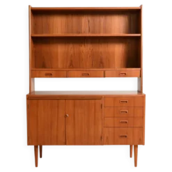 Bibliothèque en teck avec bureau, production scandinave, années 1960.