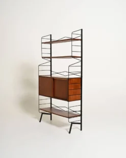 Bibliothèque en teck avec tiroir, années 1950-1960