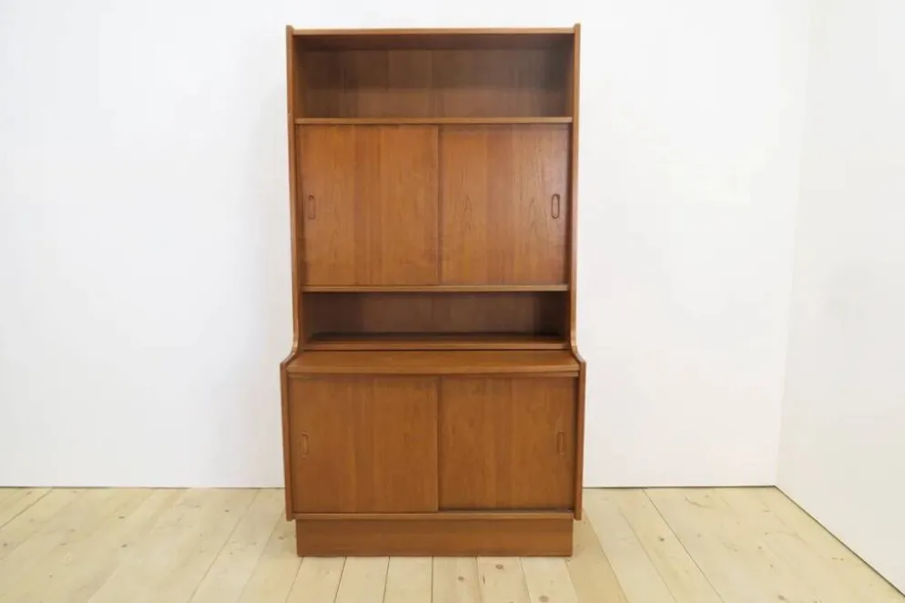 Bibliothèque en teck avec unité de rangement, années 1960