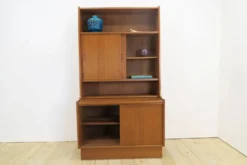 Bibliothèque en teck avec unité de rangement, années 1960