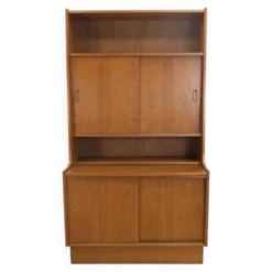 Bibliothèque en teck avec unité de rangement, années 1960