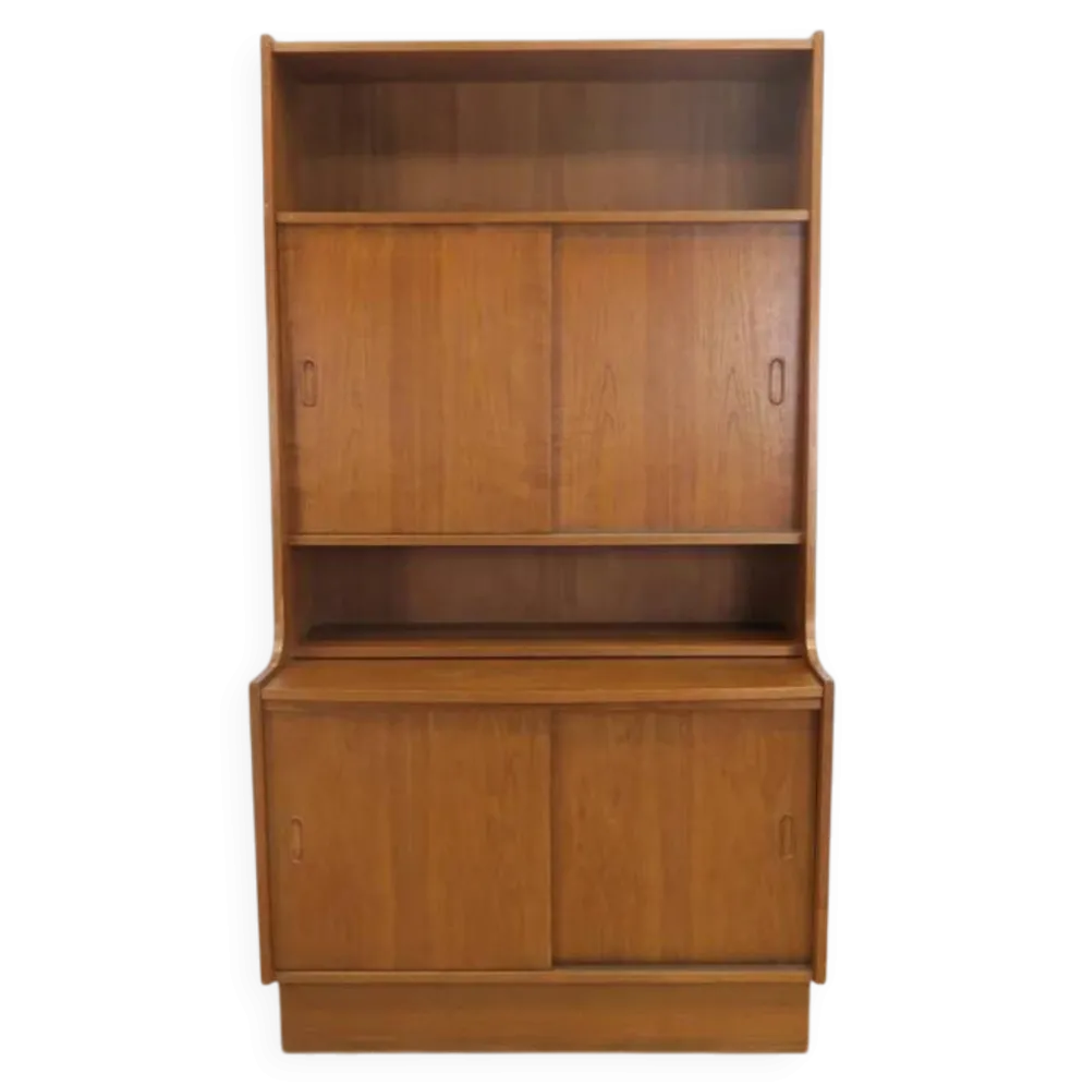 Bibliothèque en teck avec unité de rangement, années 1960