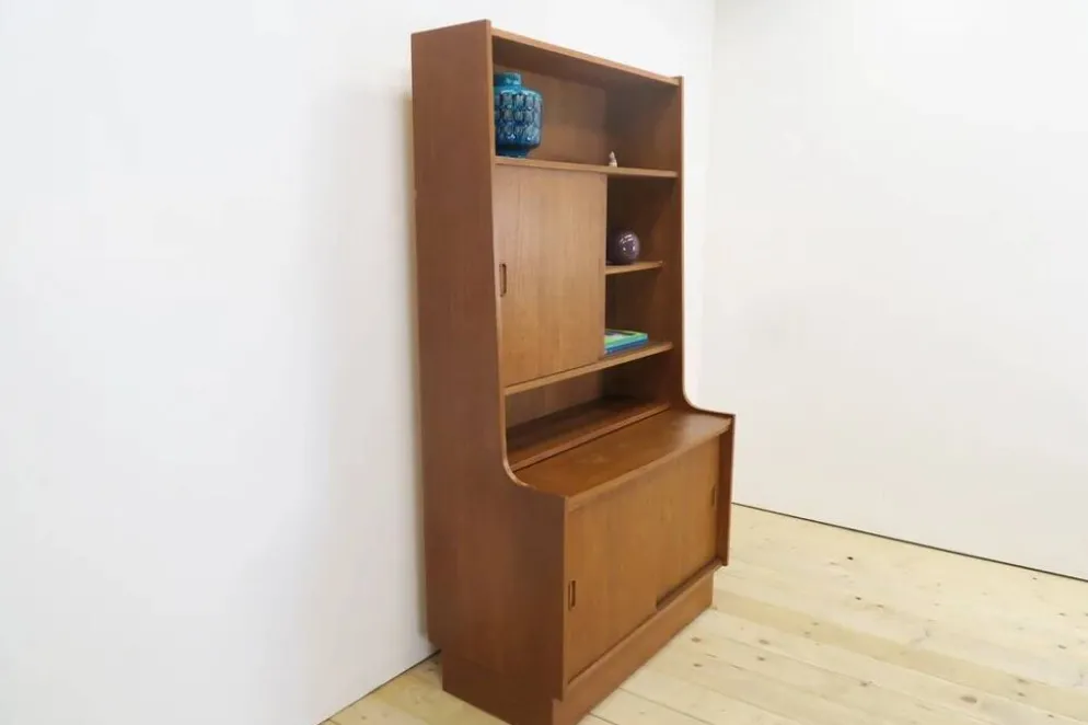 Bibliothèque en teck avec unité de rangement, années 1960