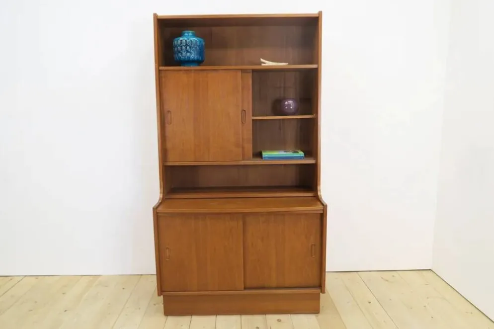 Bibliothèque en teck avec unité de rangement, années 1960