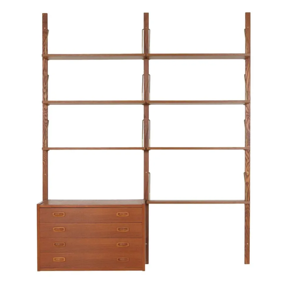 Bibliothèque en teck PS System, design danois, années 1960, fabriquée par Randers Møbe.