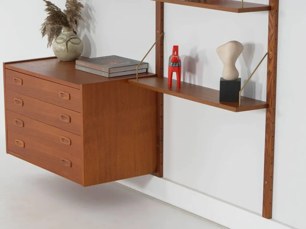 Bibliothèque en teck PS System, design danois, années 1960, fabriquée par Randers Møbe.