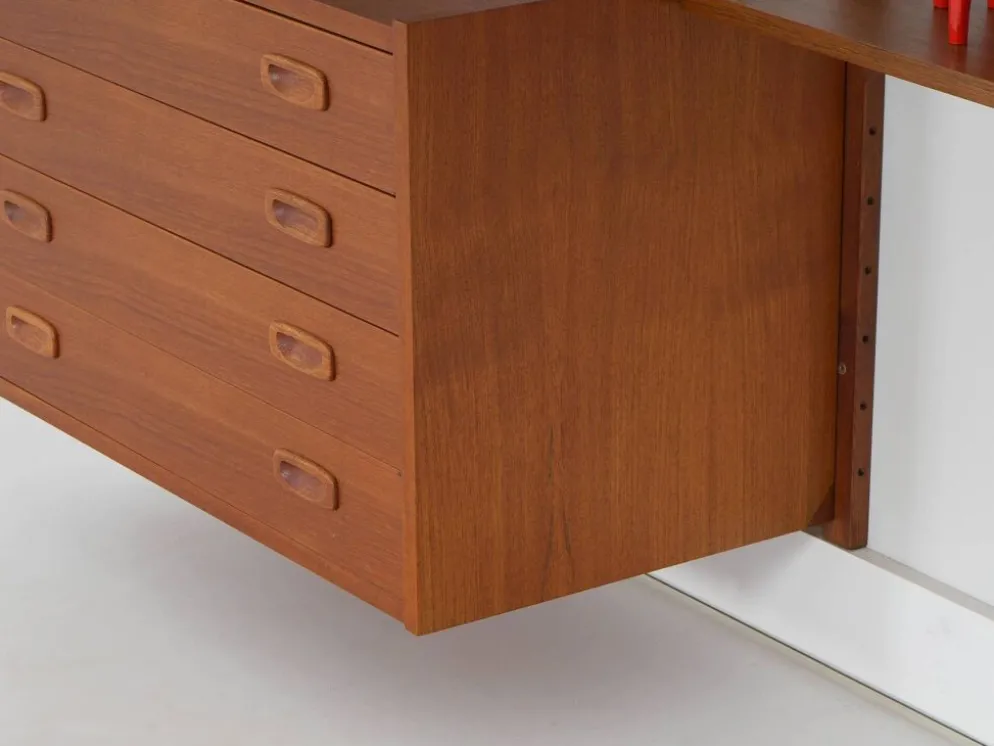 Bibliothèque en teck PS System, design danois, années 1960, fabriquée par Randers Møbe.