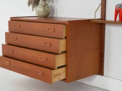 Bibliothèque en teck PS System, design danois, années 1960, fabriquée par Randers Møbe.