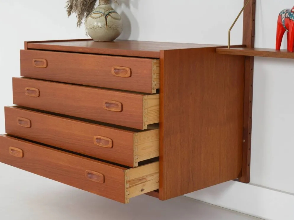 Bibliothèque en teck PS System, design danois, années 1960, fabriquée par Randers Møbe.