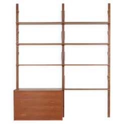 Bibliothèque en teck PS System, design danois, années 1960, fabriquée par Randers Møbe.