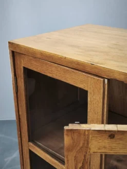 Bibliothèque en verre en chêne tchèque des années 1930 d'une usine Baťa