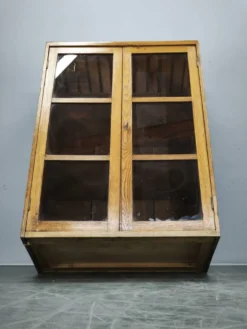 Bibliothèque en verre en chêne tchèque des années 1930 d'une usine Baťa