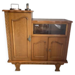 Bibliothèque et vitrine en chêne vintage
