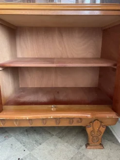 Bibliothèque et vitrine en chêne vintage