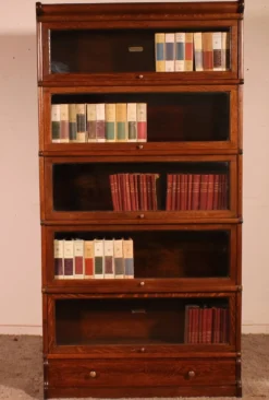 Bibliothèque Globe Wernicke en chêne de 5 éléments avec un tiroir
