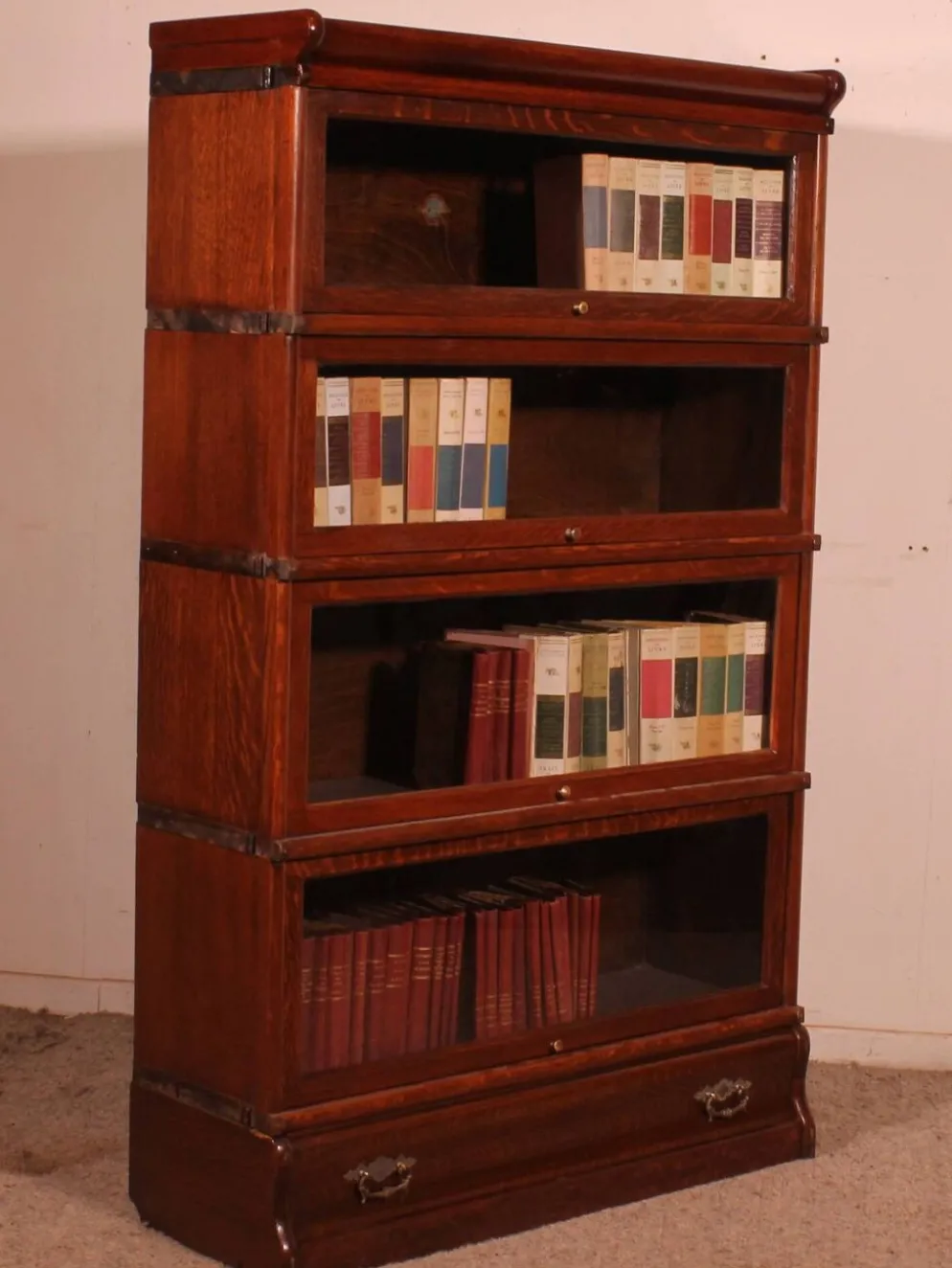 Bibliothèque Globe Wernicke En chêne De 4 éléments avec tiroirs