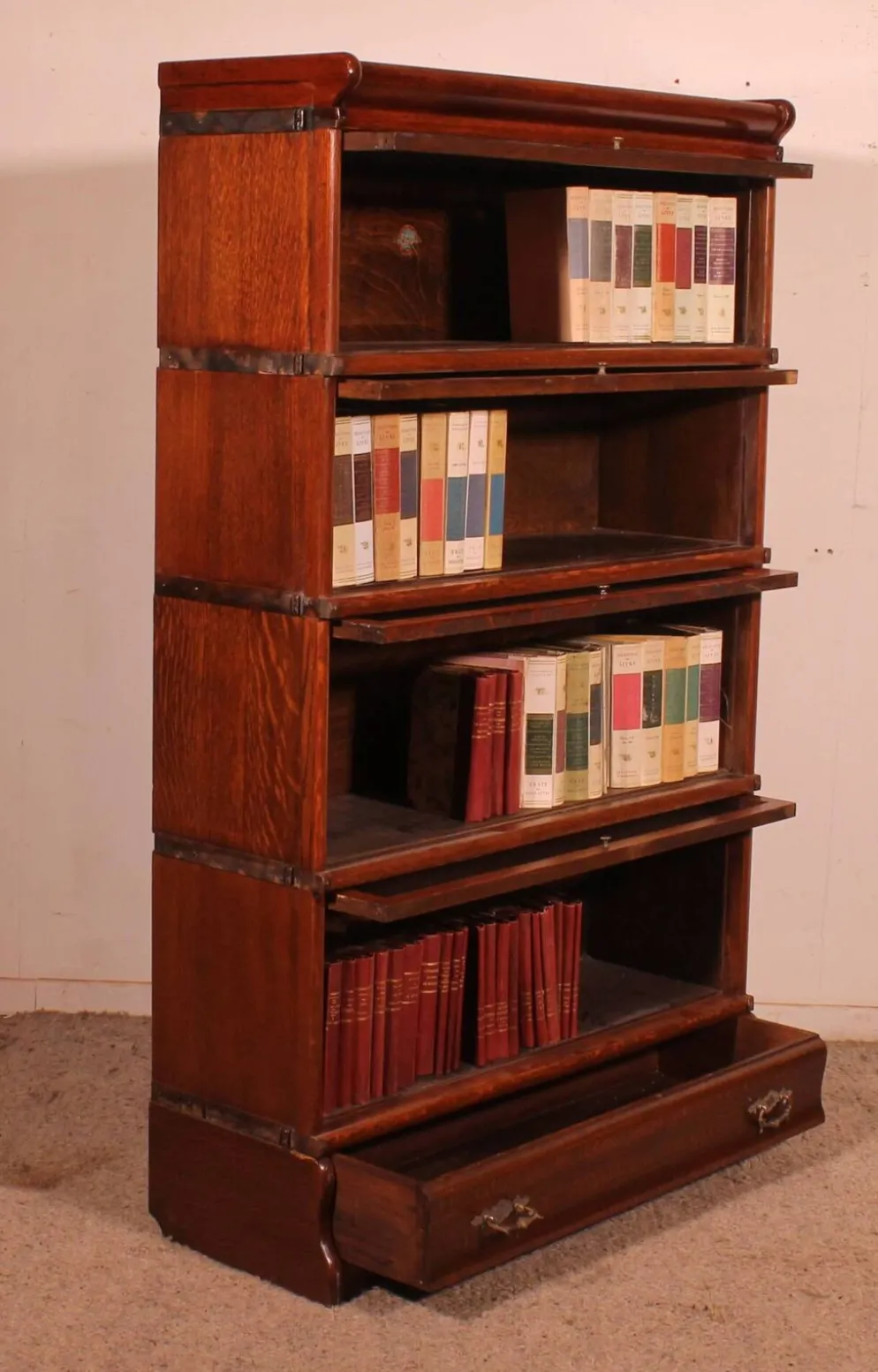Bibliothèque Globe Wernicke En chêne De 4 éléments avec tiroirs