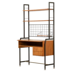Bibliothèque italienne des années 70 avec un bureau.