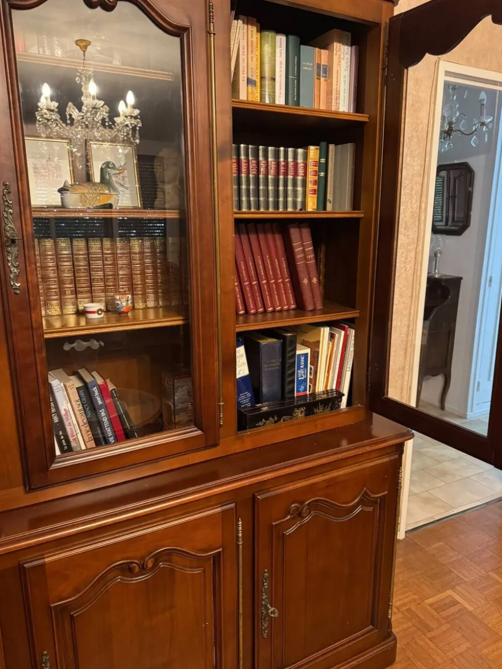 Bibliothèque merisier massif