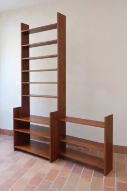 Bibliothèque modulable en chêne massif, années 80
