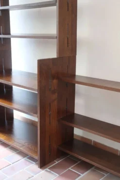 Bibliothèque modulable en chêne massif, années 80