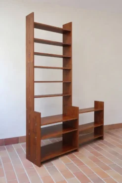 Bibliothèque modulable en chêne massif, années 80