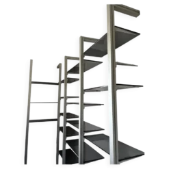 Bibliothèque modulaire TECHNAL vintage 1975 aluminium et verre fumé