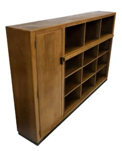Bibliothèque murale Art Déco XL des années 1930 en chêne, cabinet ouvert, Pays-Bas