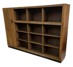 Bibliothèque murale Art Déco XL des années 1930 en chêne, cabinet ouvert, Pays-Bas