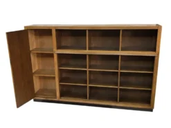 Bibliothèque murale Art Déco XL des années 1930 en chêne, cabinet ouvert, Pays-Bas