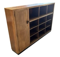 Bibliothèque murale Art Déco XL des années 1930 en chêne, cabinet ouvert, Pays-Bas