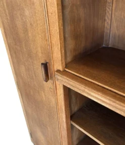 Bibliothèque murale Art Déco XL des années 1930 en chêne, cabinet ouvert, Pays-Bas