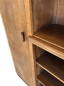 Bibliothèque murale Art Déco XL des années 1930 en chêne, cabinet ouvert, Pays-Bas