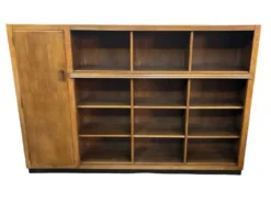 Bibliothèque murale Art Déco XL des années 1930 en chêne, cabinet ouvert, Pays-Bas