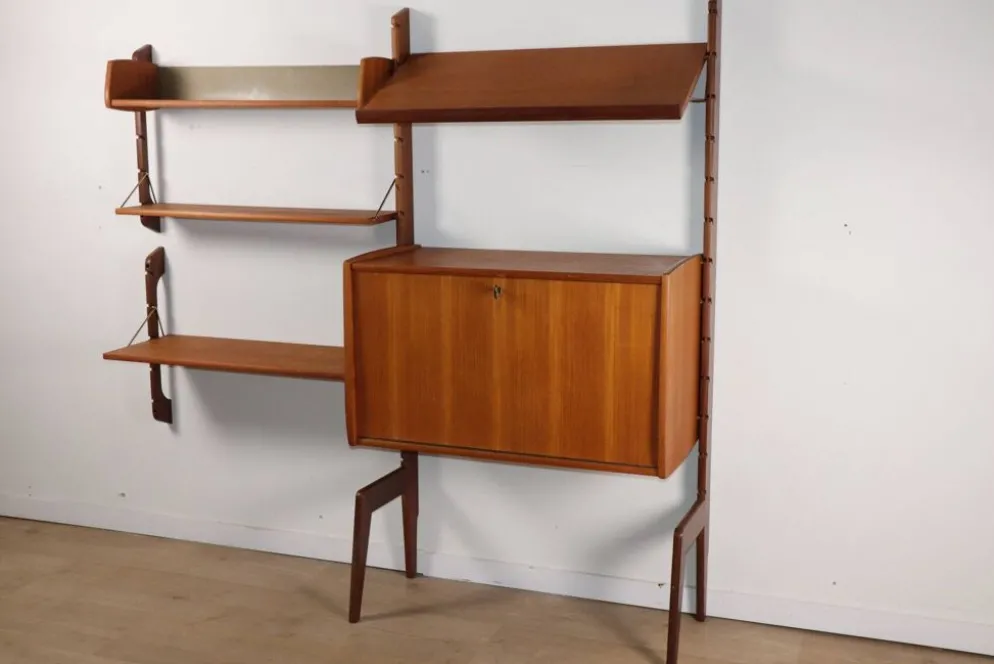 Bibliothèque murale modulable scandinave – Blindheim Møbelfabrik – 1960