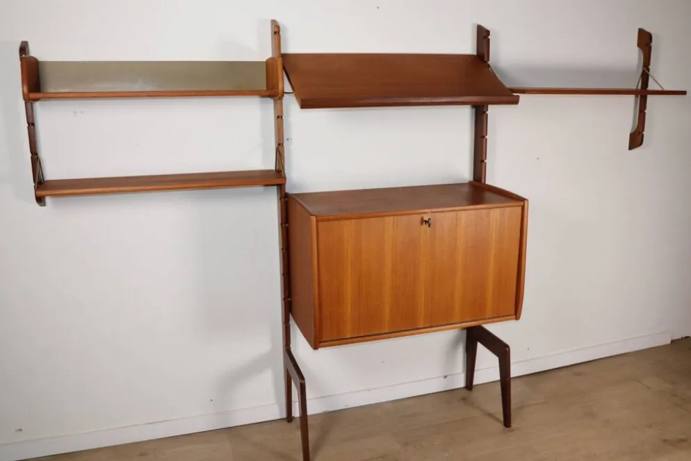 Bibliothèque murale modulable scandinave – Blindheim Møbelfabrik – 1960