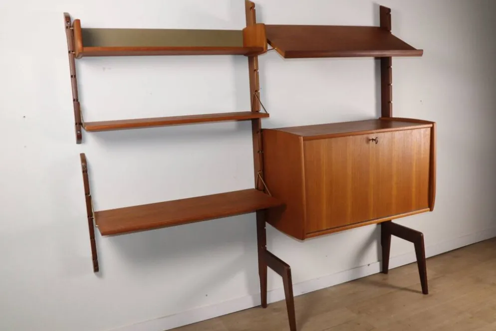 Bibliothèque murale modulable scandinave – Blindheim Møbelfabrik – 1960