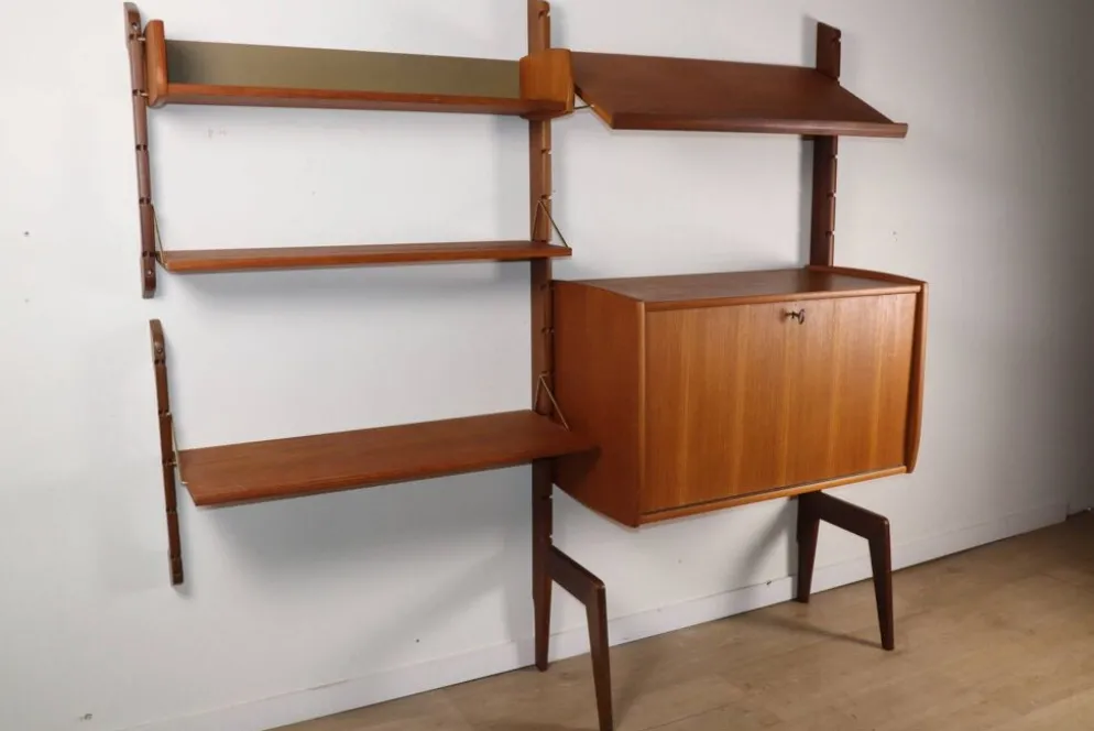 Bibliothèque murale modulable scandinave – Blindheim Møbelfabrik – 1960