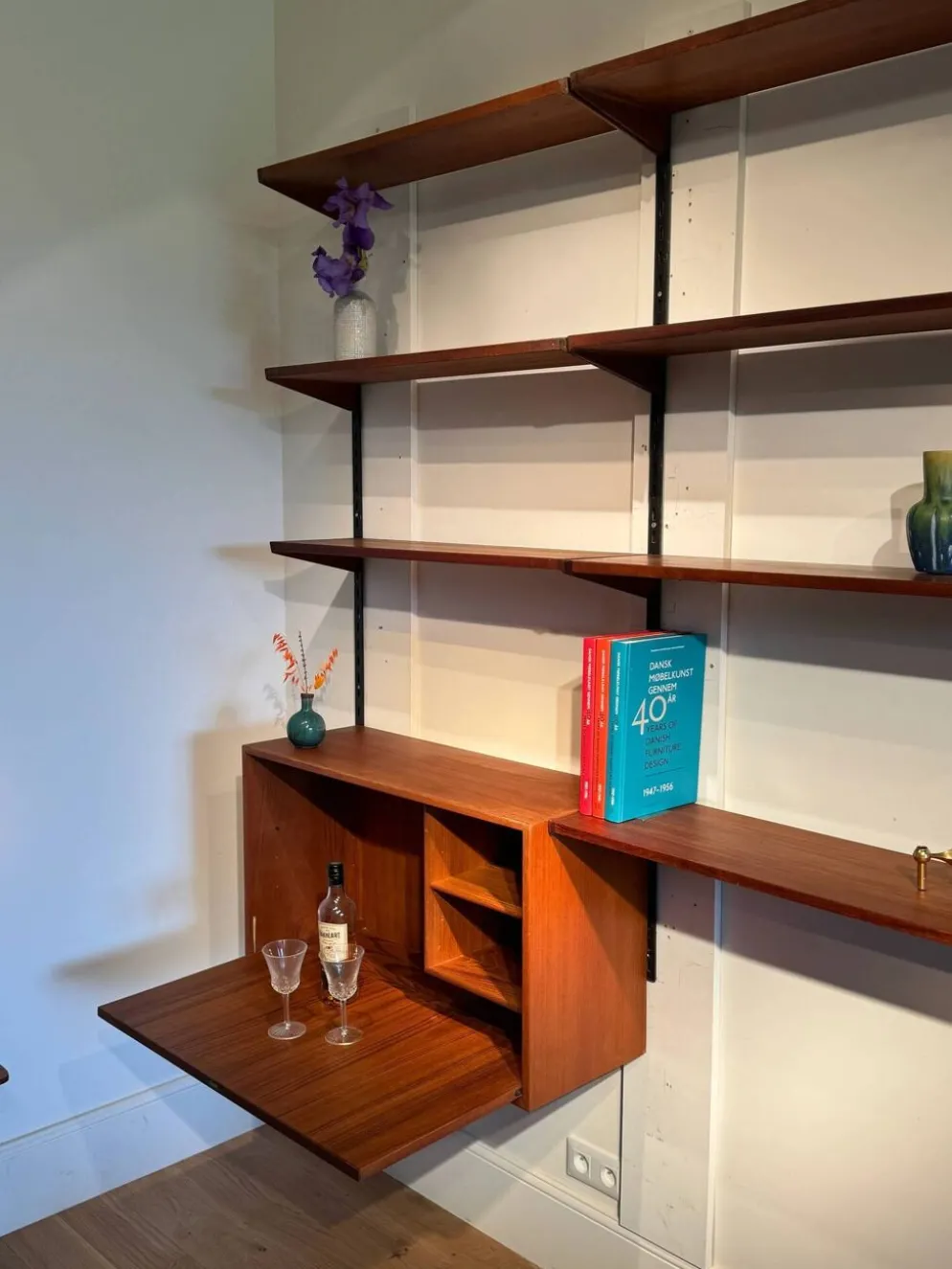 Bibliothèque murale scandinave vintage par Kai Kristiansen pour FM Møbler