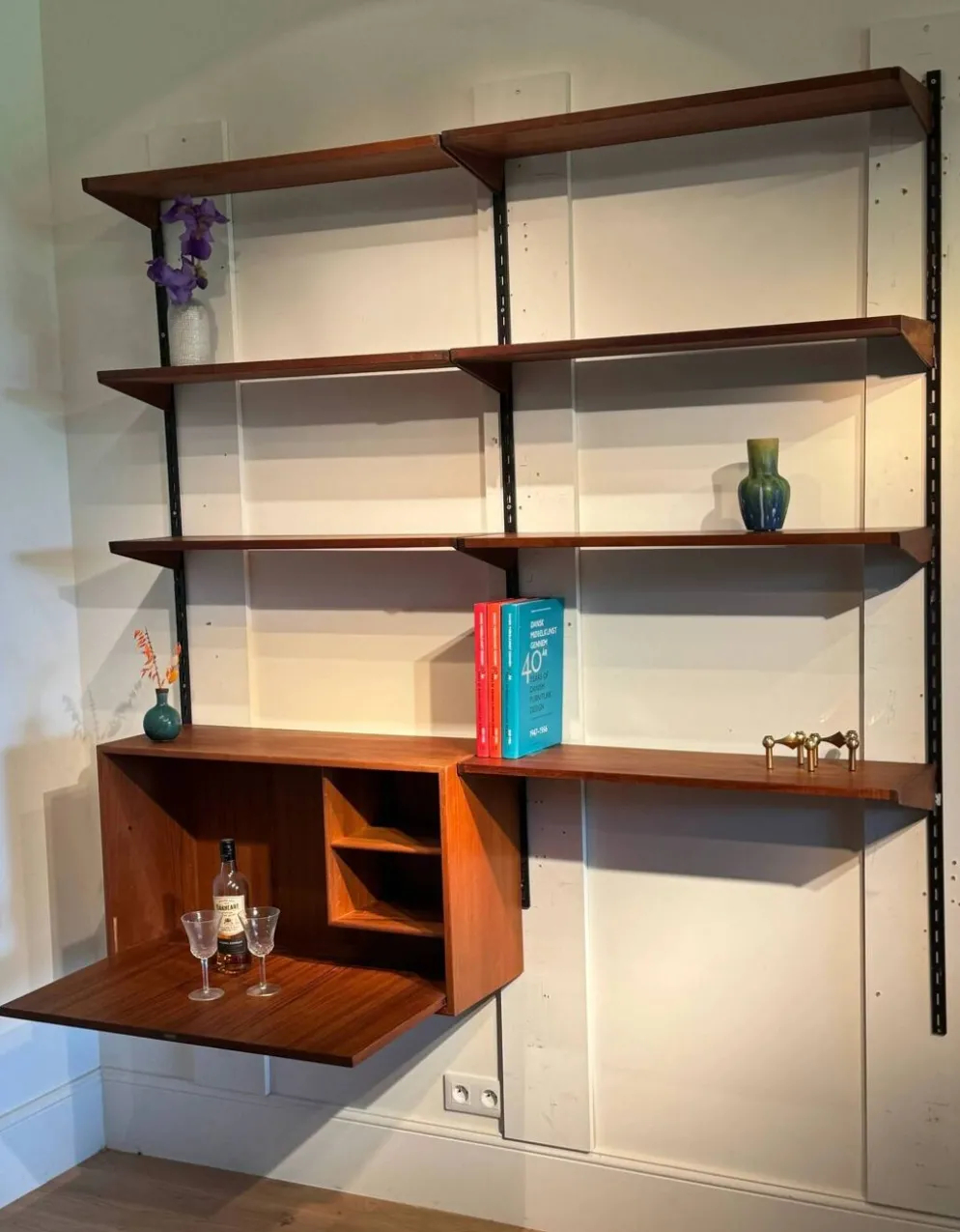 Bibliothèque murale scandinave vintage par Kai Kristiansen pour FM Møbler