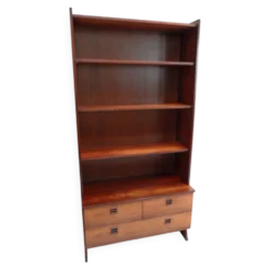 Bibliothèque ouverte de milieu de siècle avec tiroirs