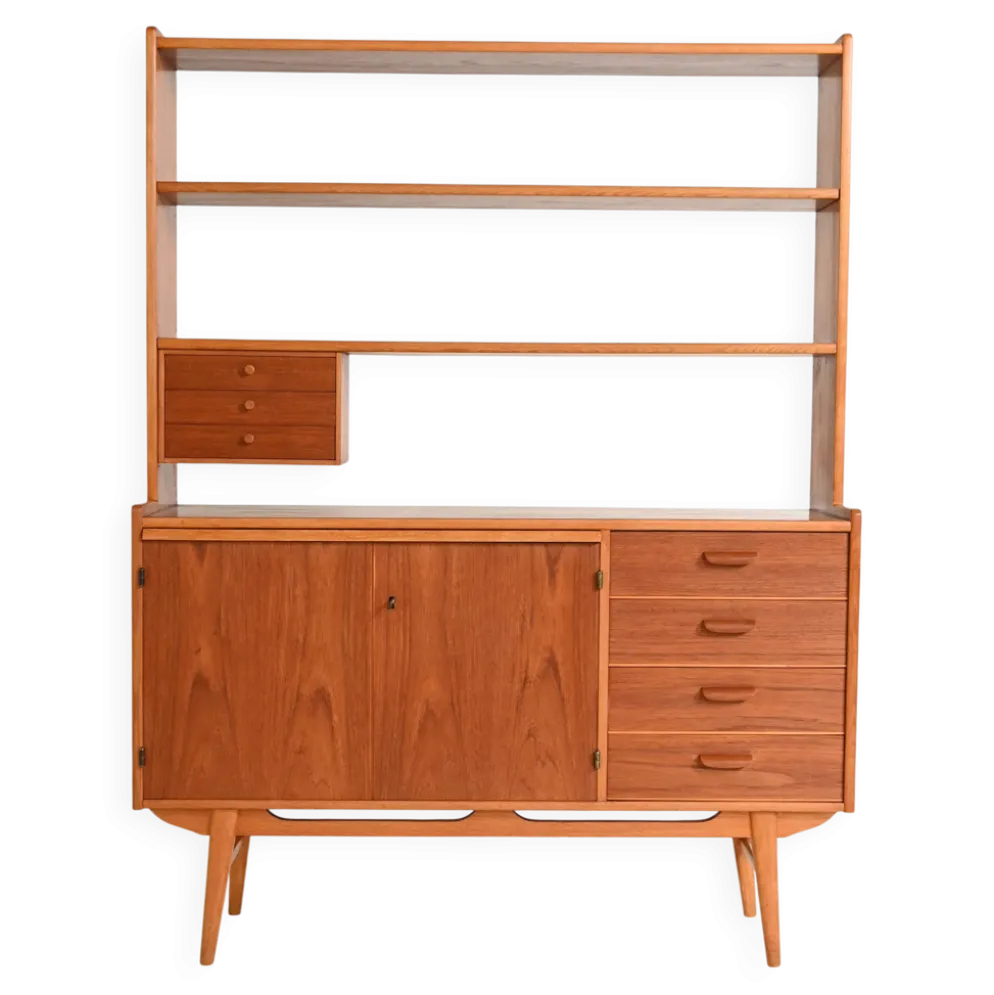 Bibliothèque scandinave avec cabinet, années 1960