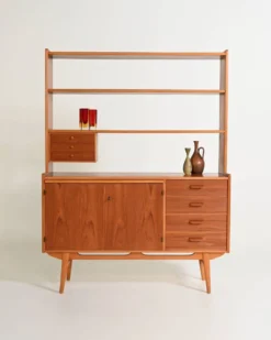 Bibliothèque scandinave avec cabinet, années 1960