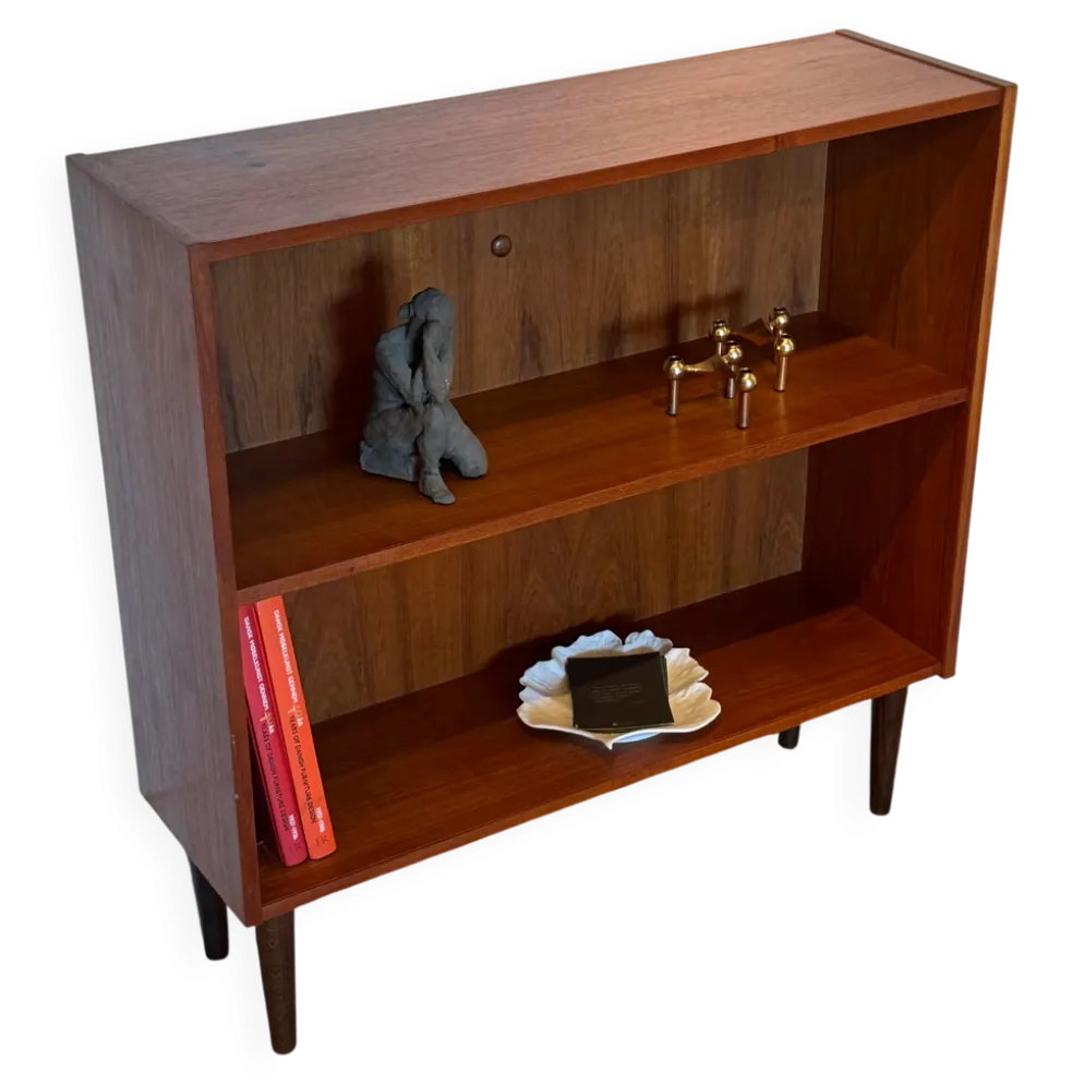 Bibliothèque scandinave basse vintage en teck « Ellen »